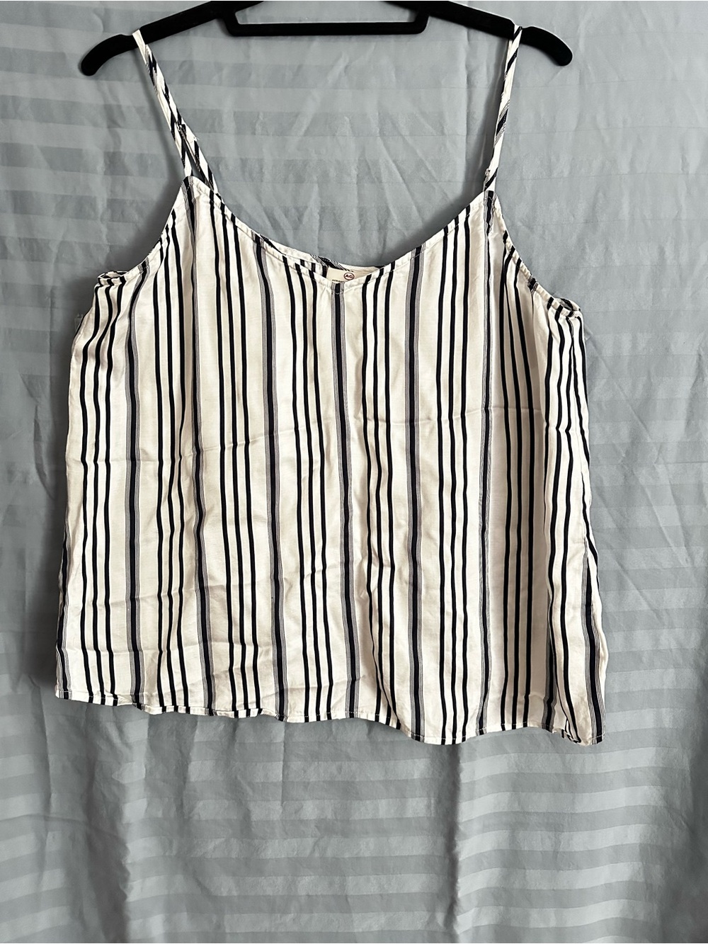Ag Adriano Goldschmied White and Black Striped Spaghetti Strap Camisole